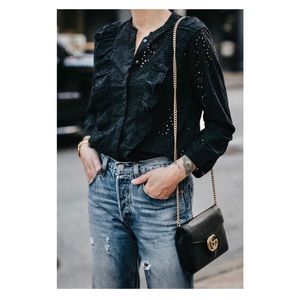 Madewell cotton eyelet ruffle blouse S